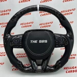 2022 Toyota Corolla Custom Black Forged Carbon Fiber Steering Wheel | OEM Flat Bottom | White Stitching
