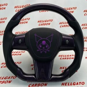 # **Custom 2021 Tesla Model Y Steering Wheel – Purple Reflective Carbon Fiber \| Flat Bottom \| OEM Style**