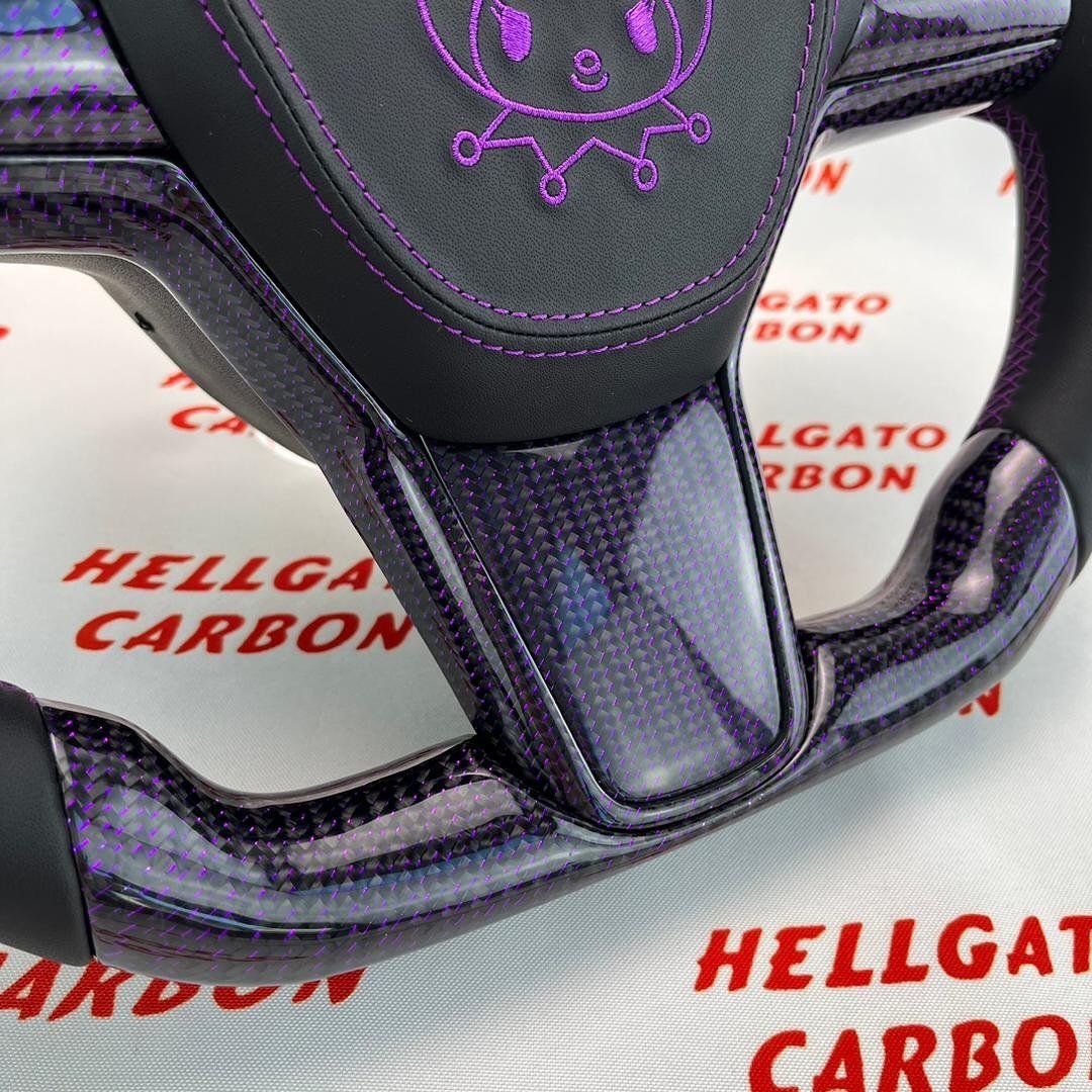 # **Custom 2021 Tesla Model Y Steering Wheel – Purple Reflective Carbon Fiber \| Flat Bottom \| OEM Style** - Image 7