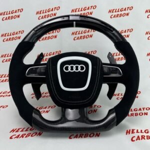 # **Custom 2012 Audi S5 OEM Carbon Fiber Steering Wheel – Gloss Black Carbon \| Flat Bottom \| LED Shift Lights \| Alcantara**