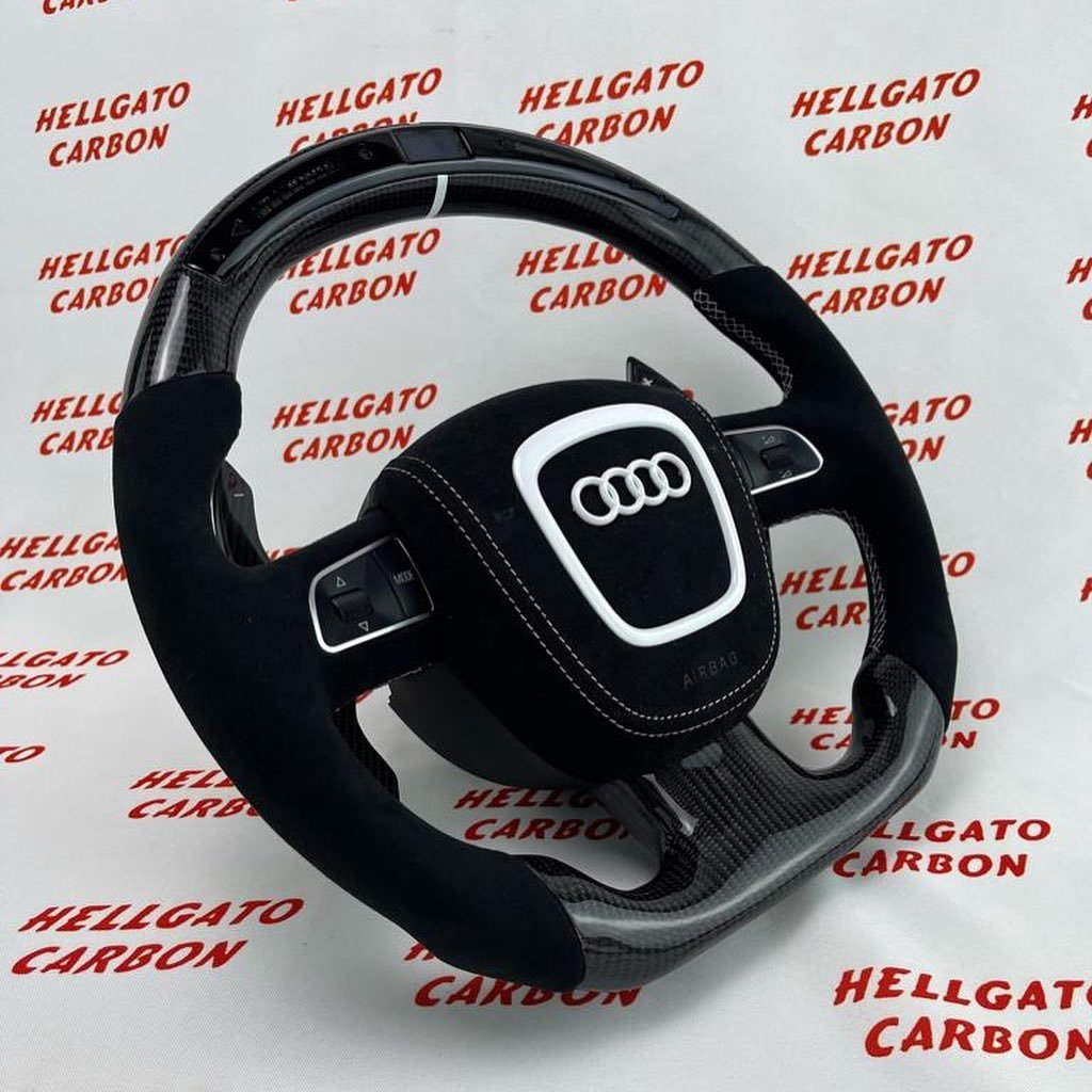 # **Custom 2012 Audi S5 OEM Carbon Fiber Steering Wheel – Gloss Black Carbon \| Flat Bottom \| LED Shift Lights \| Alcantara** - Image 2