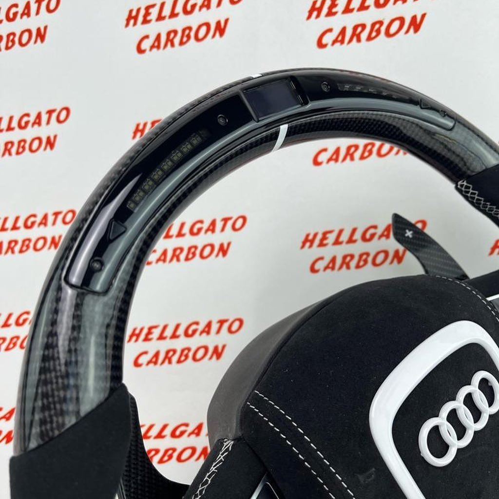 # **Custom 2012 Audi S5 OEM Carbon Fiber Steering Wheel – Gloss Black Carbon \| Flat Bottom \| LED Shift Lights \| Alcantara** - Image 3