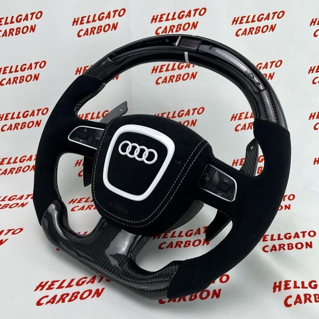 # **Custom 2012 Audi S5 OEM Carbon Fiber Steering Wheel – Gloss Black Carbon \| Flat Bottom \| LED Shift Lights \| Alcantara** - Image 6