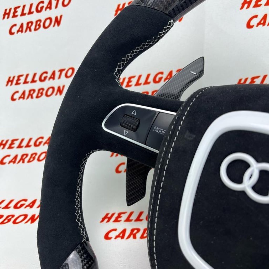 # **Custom 2012 Audi S5 OEM Carbon Fiber Steering Wheel – Gloss Black Carbon \| Flat Bottom \| LED Shift Lights \| Alcantara** - Image 4