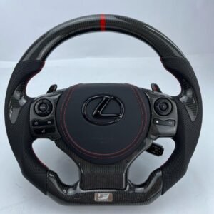 Custom Lexus OEM Carbon Fiber Steering Wheel – Flat Bottom | Black Carbon Fiber | Red Stitching | Performance Upgrade