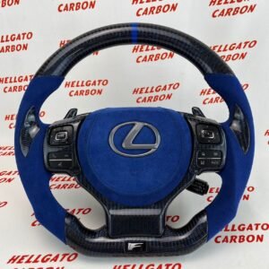 Custom 2019 Lexus GS F OEM Steering Wheel – Blue Reflective Carbon Fiber | Flat Bottom | Heated | Alcantara