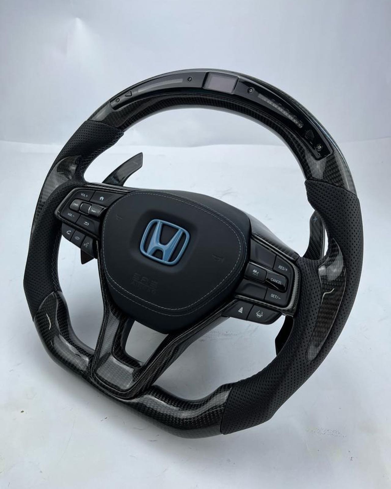 Custom Honda Accord OEM Carbon Fiber Steering Wheel – Flat Bottom | LED Shift Lights | Performance Upgrade - Image 2
