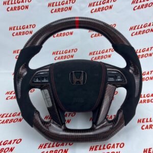 Custom 2013 Honda Pilot OEM Steering Wheel – Red Reflective Carbon Fiber | Flat Bottom | Alcantara