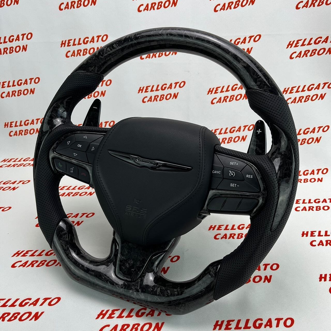 Custom 2015–2023 Chrysler 300 Genuine OEM Steering Wheel – Black Forged Carbon Fiber | Flat Bottom | Performance Upgrade - Image 2