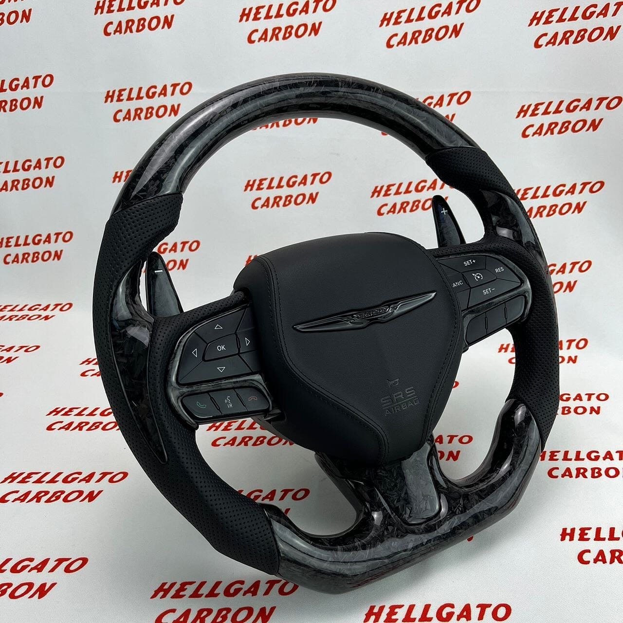 Custom 2015–2023 Chrysler 300 Genuine OEM Steering Wheel – Black Forged Carbon Fiber | Flat Bottom | Performance Upgrade - Image 3