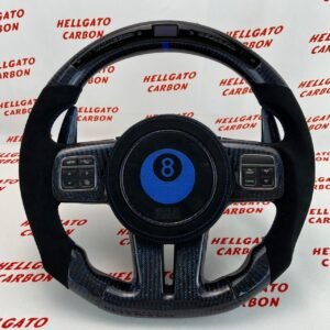 Custom 2012–2014 Chrysler 300 SRT8 OEM Steering Wheel – Blue Reflective Carbon Fiber | Flat Bottom | LED Shift Lights | Alcantara