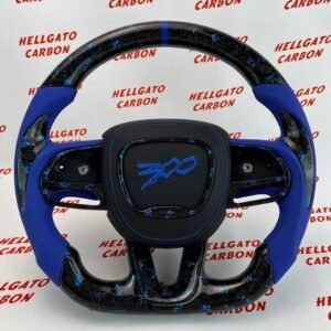 # **Custom 2015–2023 Chrysler 300 to Dodge SRT Conversion Steering Wheel – Blue Forged Carbon Fiber \| Flat Bottom \| OEM Performance Upgrade**