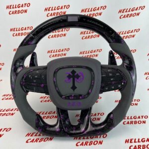 Custom 2015–2023 Chrysler 300 to Dodge SRT Conversion Steering Wheel – Purple Forged Carbon Fiber | Flat Bottom | OEM Performance Upgrade