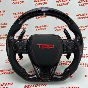 2022 Toyota Camry TRD Custom Red Forged Carbon Fiber Steering Wheel | OEM Flat Bottom | LED Shift Lights | TRD Performance